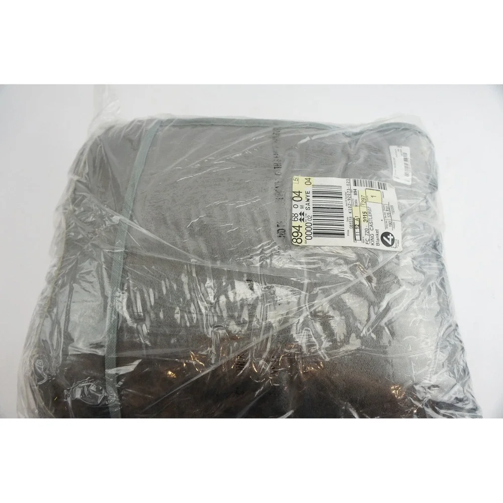 JCPenney Home Velvet Plush Blanket King Castlerock Gray‎ 108x90 Polyester New